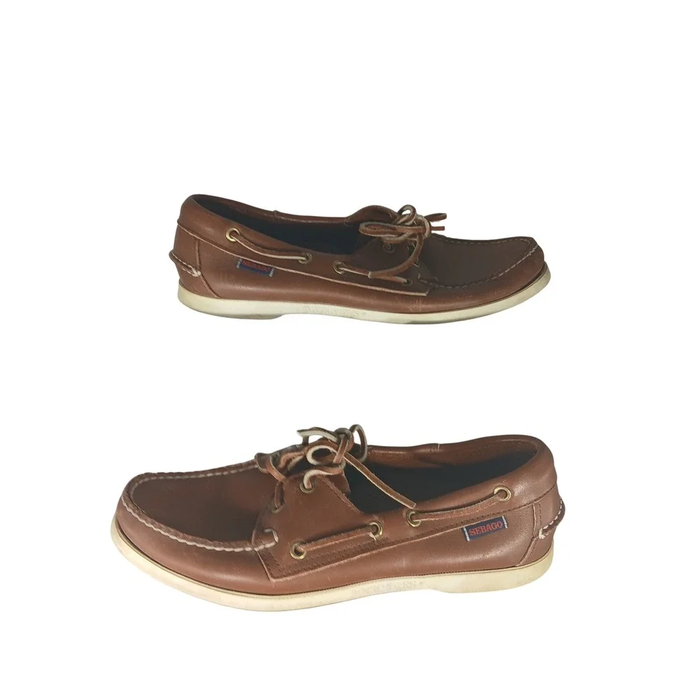 Sebago Docksides Mens 9M Brown Leather Boat Shoes Made in USA 8727165